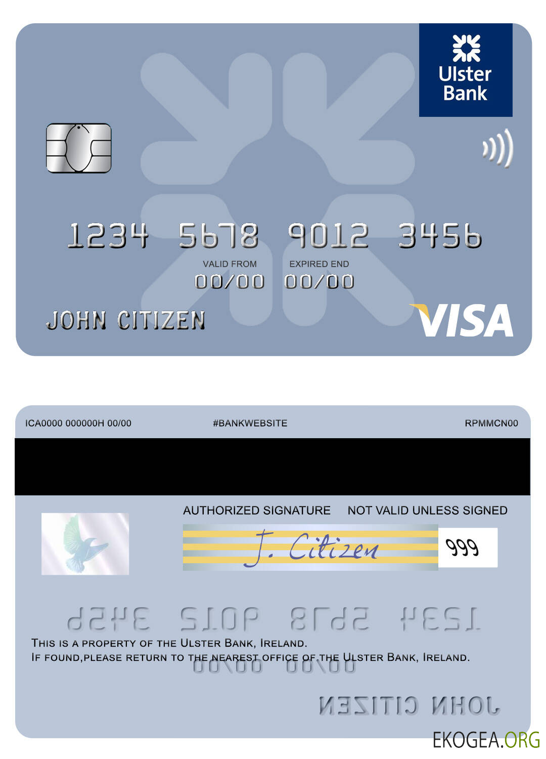 Carte visa Irlande Ulster Bank Irlande template Carte visa Irlande Ulster Bank Irlande template